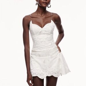 Bridal getting ready dress Elegant White Lace Strapless Mini Dress